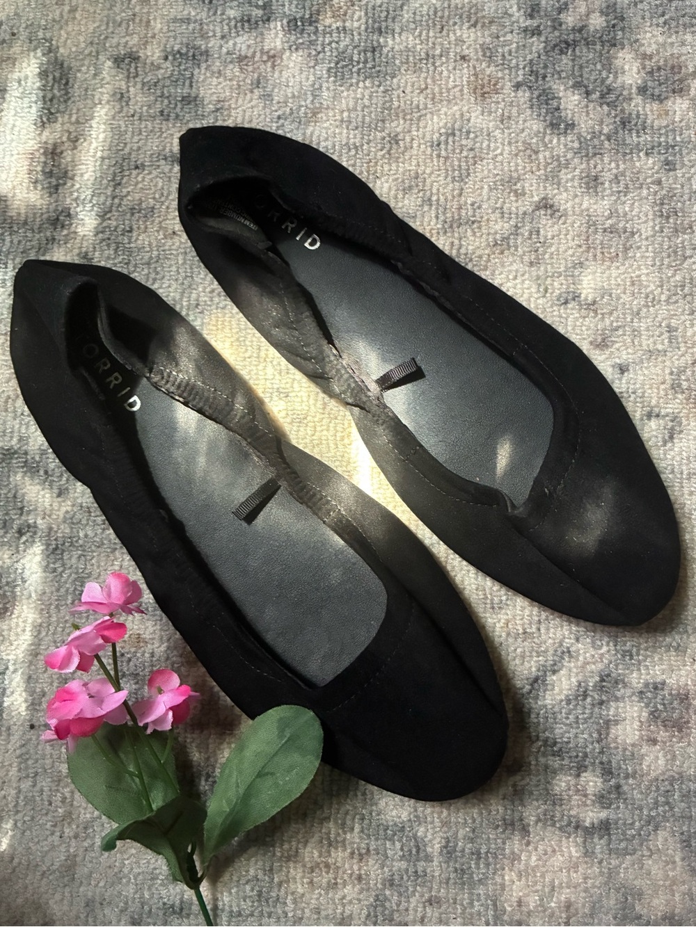 NEW Torrid Flats Soft Suede Black Extra Wide Plus Sized 8.5WW